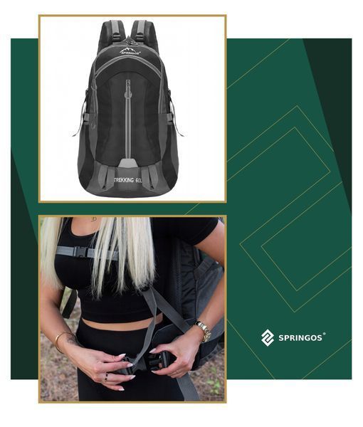 Рюкзак туристичний Springos 60 л CS0132 Black/Grey 6050 фото