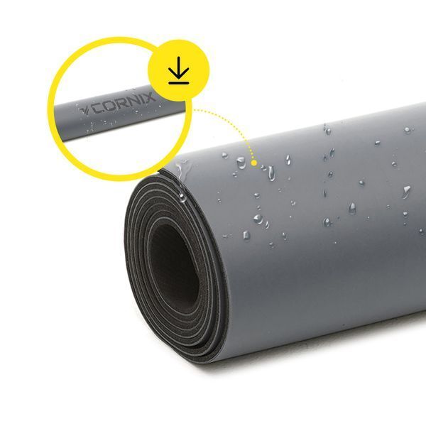 Килимок спортивний Cornix PU 183 x 68 x 0.4 см для йоги та фітнесу XR-0320 Grey 5115 фото