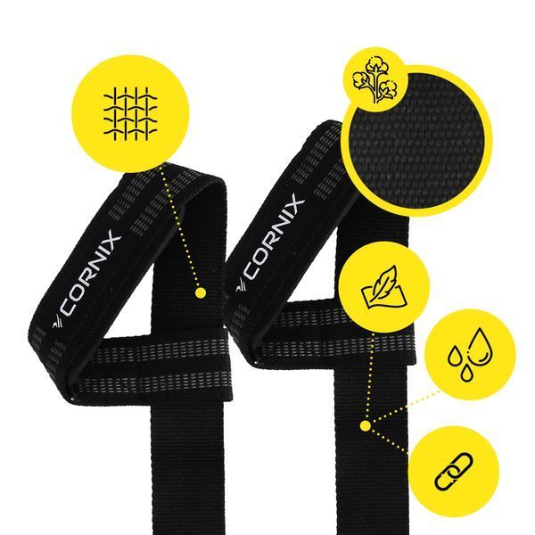 Лямки атлетичні для тяги Cornix Lifting Straps XR-0503 Black 5932 фото