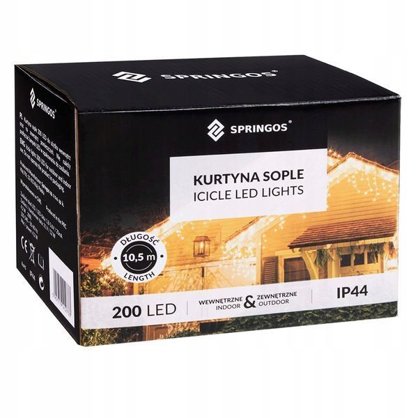 Гірлянда бахрома вулична (зовнішня) Springos 8 м 200 LED CL0203 Mix 3136 фото