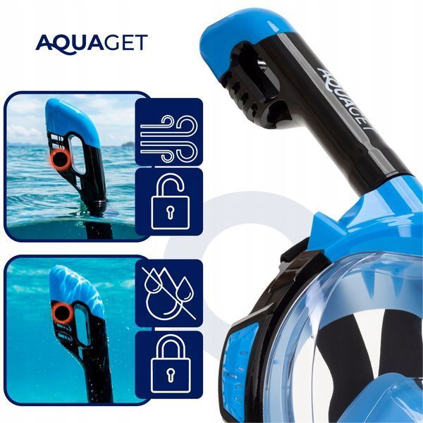 Маска для снорклінгу Aquaget повнолицьова Size L/XL AQ0001 Blue/Black 5965 фото