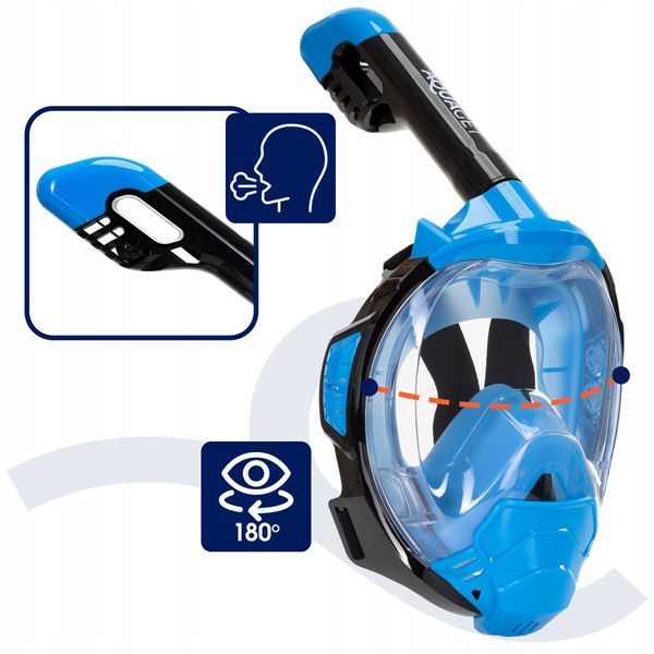Маска для снорклінгу Aquaget повнолицьова Size L/XL AQ0001 Blue/Black 5965 фото