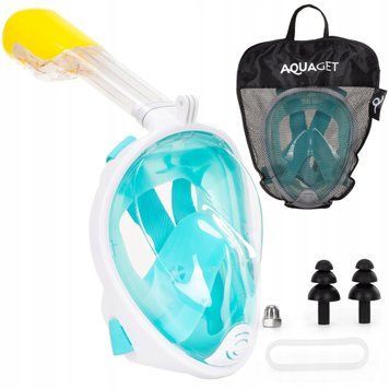 Маска для снорклінгу Aquaget повнолицьова Size L/XL AQ0002 Sky Blue/White 5966 фото