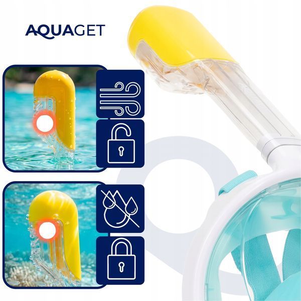 Маска для снорклінгу Aquaget повнолицьова Size L/XL AQ0002 Sky Blue/White 5966 фото