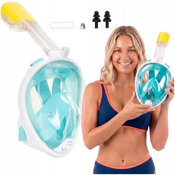 Маска для снорклінгу Aquaget повнолицьова Size L/XL AQ0002 Sky Blue/White 5966 фото