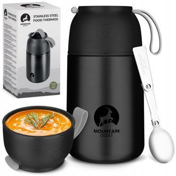 Термос для їжі Mountain Goat 0.72 л з ложкою Black (P-5905973406956) 5663 фото
