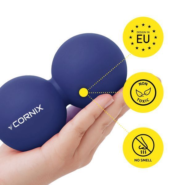 Масажний м'яч Cornix Lacrosse DuoBall 6.3 x 12.6 см XR-0109 Navy Blue 4462 фото
