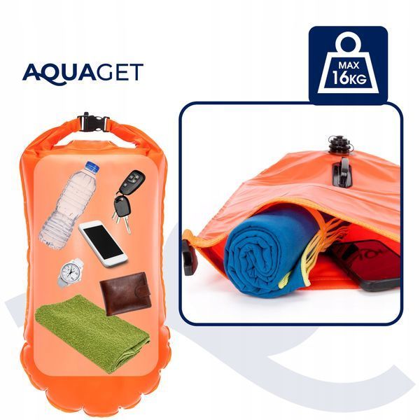Буй для плавання Aquaget 2 в 1 36 л надувний AQ0036 Orange 6002 фото