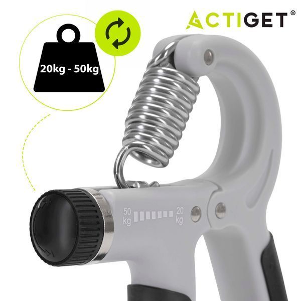 Еспандер кистьовий Actiget 20-50 кг з регульованим навантаженням ACT0052 Grey/Black 5822 фото
