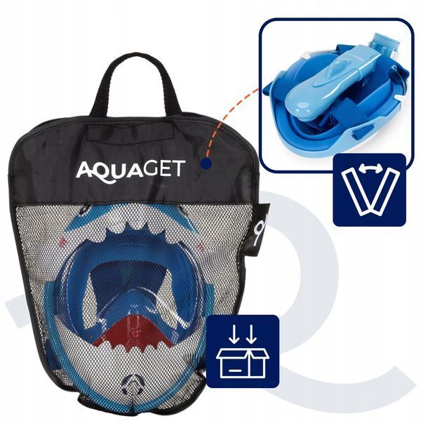 Маска для снорклінгу Aquaget Shark повнолицьова, дитяча AQ0009 Sky Blue 5970 фото