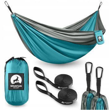 Гамак туристичний Mountain Goat 300 x 200 см двомісний, підвісний Grey/Turquoise (P-5905973407977) 5946 фото