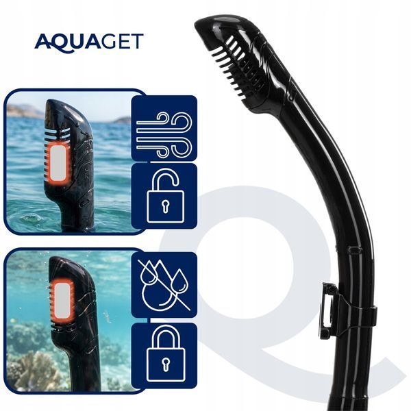 Набір для снорклінгу Aquaget маска із трубкою та ласти AQ0008 Black/Grey 5972 фото