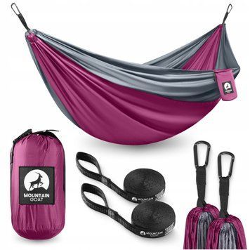Гамак туристичний Mountain Goat 300 x 200 см двомісний, підвісний Pink/Grey (P-5905973408004) 5947 фото