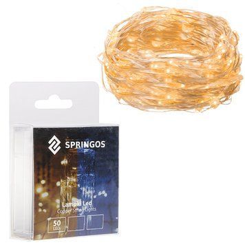 Гірлянда на батарейках Springos 4.9 м 50 LED CL0014 Warm White 3149 фото