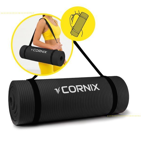 Килимок спортивний Cornix NBR 183 x 61 x 1.5 cм для йоги та фітнесу XR-0495 Black 5951 фото