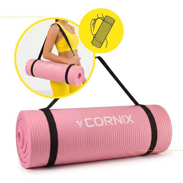 Килимок спортивний Cornix NBR 183 x 61 x 1.5 cм для йоги та фітнесу XR-0497 Pink 5953 фото