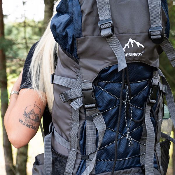 Рюкзак туристичний Springos 90 л CS0130 Navy Blue/Grey 6052 фото