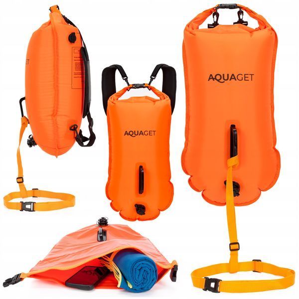Буй для плавання Aquaget 3 в 1 35 л надувний AQ0037 Orange 6003 фото