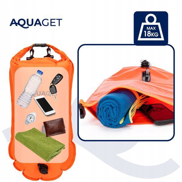 Буй для плавання Aquaget 3 в 1 35 л надувний AQ0037 Orange 6003 фото