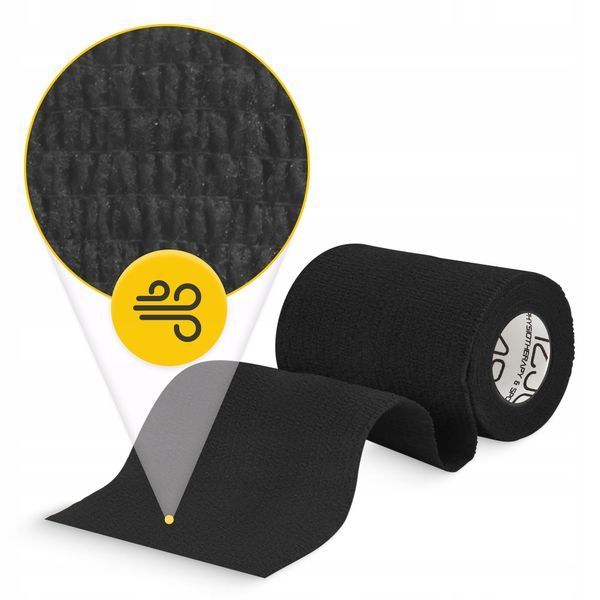 Когезійний бинт-бандаж 4FIZJO Cohesive Bandage 10 см x 4.5 м еластичний, самоклеючий Black (P-5905973400862) 5471 фото
