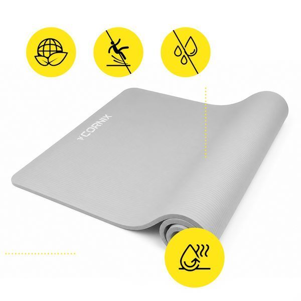 Килимок спортивний Cornix NBR XL 190 x 100 x 1.5 cм для йоги та фітнесу XR-0499 Grey 5955 фото