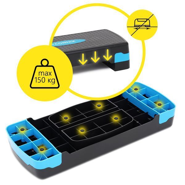 Степ-платформа 2-ступінчаста Cornix 68 х 28 х 10-15 см XR-0191 Black/Blue 4526 фото