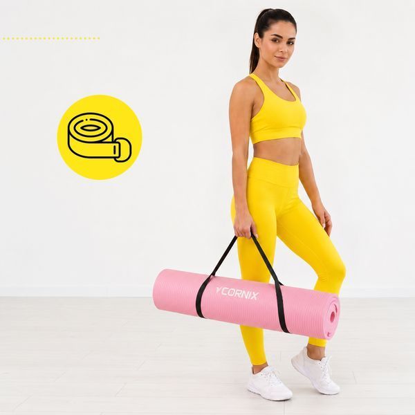 Килимок спортивний Cornix NBR XL 190 x 100 x 1.5 cм для йоги та фітнесу XR-0500 Pink 5956 фото