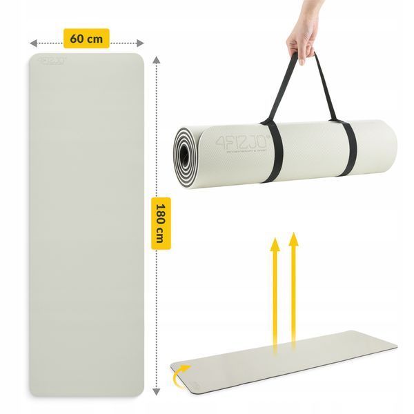 Килимок (мат) спортивний 4FIZJO TPE 180 x 60 x 0.6 см для йоги та фітнесу Grey/Black (P-5907739317100) 4376 фото