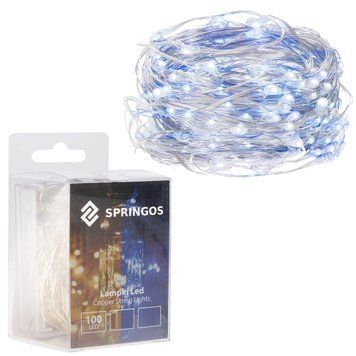 Гірлянда на батарейках Springos 9.9 м 100 LED CL0022 Cold White/Blue 3157 фото