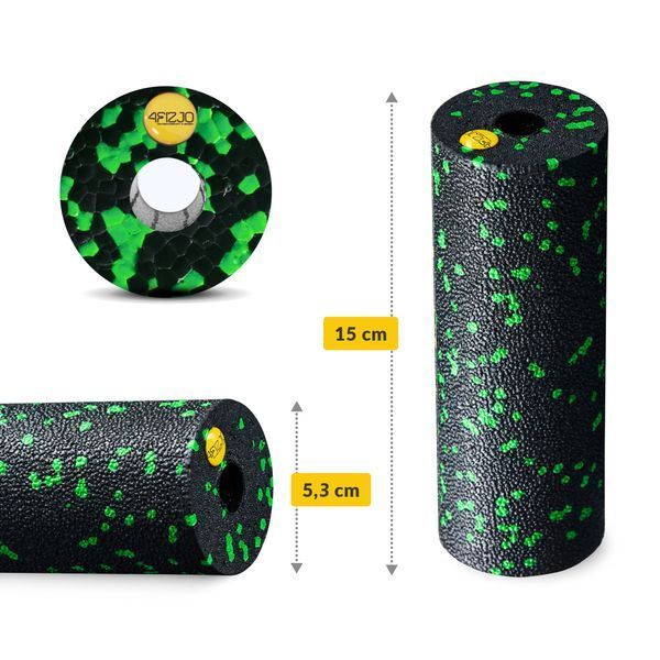 Масажний ролик 4FIZJO Mini Foam Roller 15 x 5.3 см (валик, роллер) Black/Green (P-5907222931950) 1913 фото