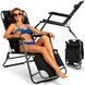 Шезлонг (крісло-лежак) Springos Zero Gravity для пляжу, тераси та саду GC0060 Black 6034 фото 14
