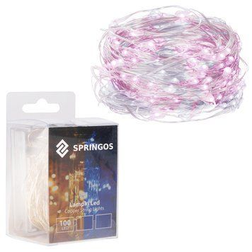 Гірлянда на батарейках Springos 9.9 м 100 LED CL0025 Cold White/Pink 3160 фото
