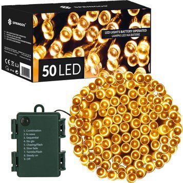Гірлянда на батарейках Springos 5 м 50 LED CL4027 Warm White 3984 фото