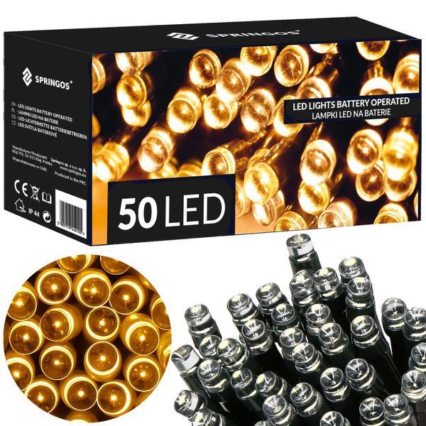 Гірлянда на батарейках Springos 5 м 50 LED CL4027 Warm White 3984 фото