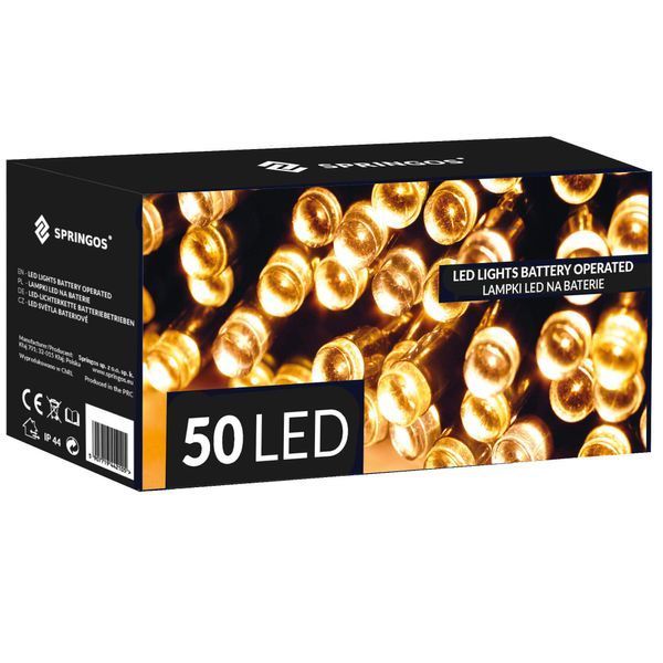 Гірлянда на батарейках Springos 5 м 50 LED CL4027 Warm White 3984 фото