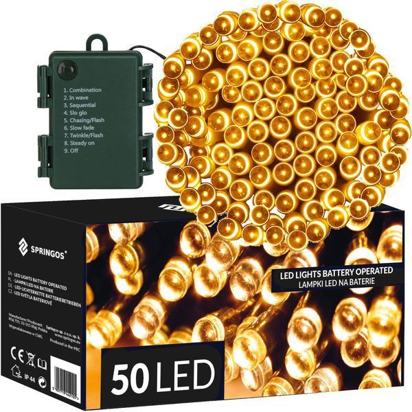 Гірлянда на батарейках Springos 5 м 50 LED CL4027 Warm White 3984 фото