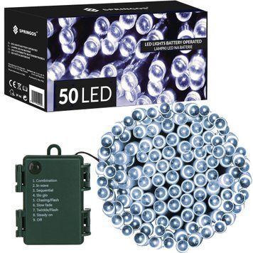 Гірлянда на батарейках Springos 5 м 50 LED CL4028 Cold White 3985 фото