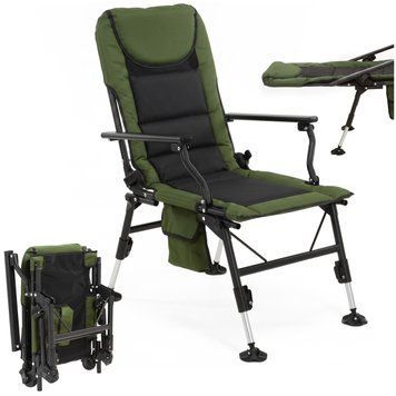 Крісло-розкладачка туристичне Springos CS0192 регульоване Navy Green/Black 6038 фото