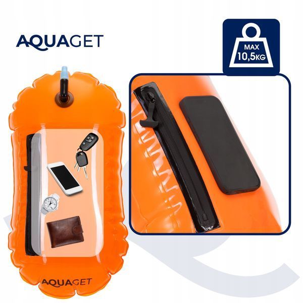 Буй для плавання Aquaget 2 в 1 20 л надувний AQ0038 Orange 6004 фото