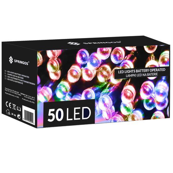 Гірлянда на батарейках Springos 5 м 50 LED CL4029 Mix 3986 фото
