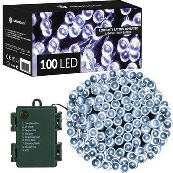 Гірлянда на батарейках Springos 10 м 100 LED CL4031 Cold White 3988 фото