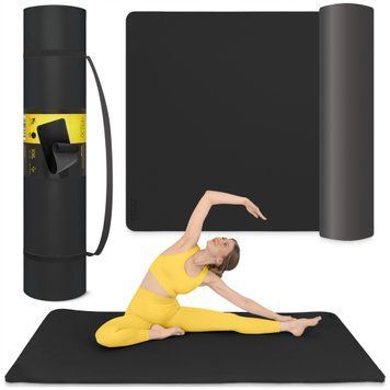 Килимок (мат) спортивний 4FIZJO TPE Gigant 200 x 125 x 2 см для йоги та фітнесу Black (P-5907739318992) 5482 фото