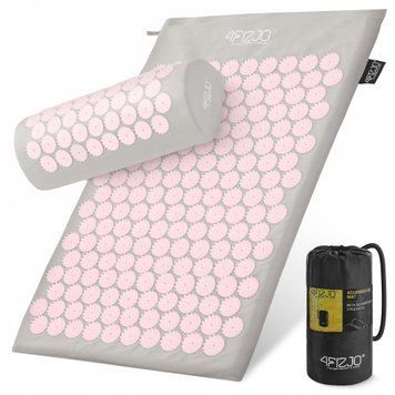 Килимок акупунктурний з валиком 4FIZJO Classic Mat Аплікатор Кузнєцова Grey/Pink (P-5907739313287) 3476 фото