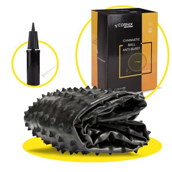 М'яч для фітнесу (фітбол) Cornix 55 см масажний Anti-Burst XR-0466 Black 5737 фото