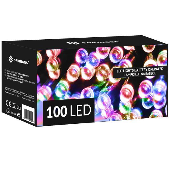 Гірлянда на батарейках Springos 10 м 100 LED CL4032 Mix 3989 фото