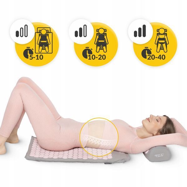 Килимок акупунктурний з валиком 4FIZJO Classic Mat Аплікатор Кузнєцова Grey/Pink (P-5907739313287) 3476 фото