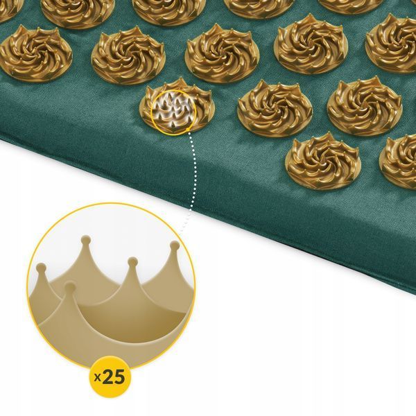 Килимок акупунктурний з подушкою 4FIZJO Eco Mat XL Аплікатор Кузнєцова Navy Green/Gold (P-5907739313614) 3479 фото