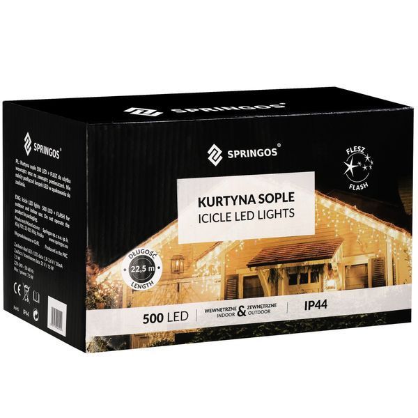 Гірлянда бахрома вулична (зовнішня) Springos 20 м 500 LED + Flash CL0519 Mix 3220 фото