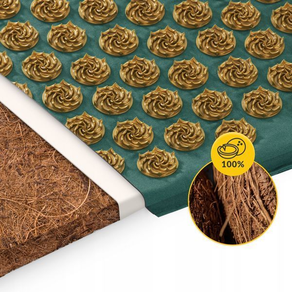 Килимок акупунктурний з подушкою 4FIZJO Eco Mat XL Аплікатор Кузнєцова Navy Green/Gold (P-5907739313614) 3479 фото