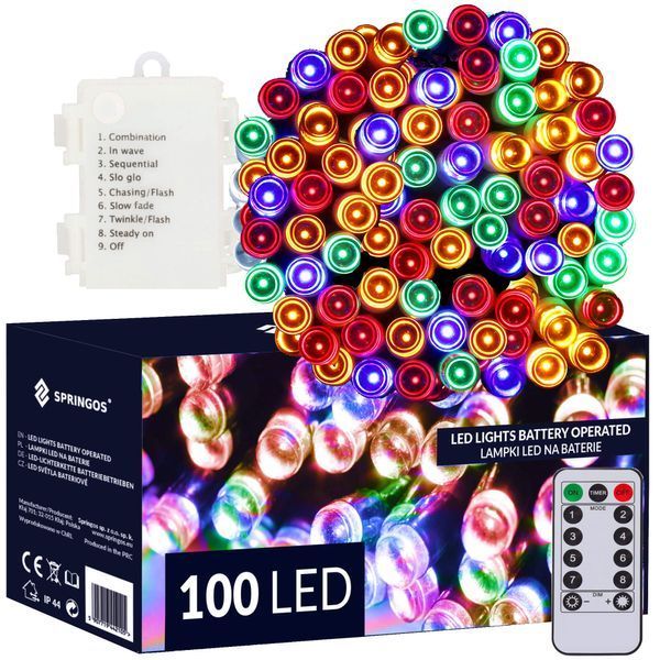 Гірлянда на батарейках Springos 10 м 100 LED Pilot CL4036 Mix 3993 фото